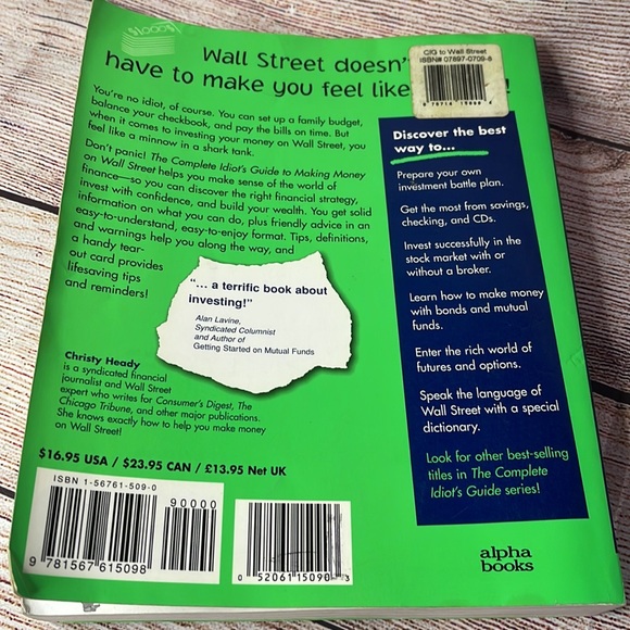 Vintage Book 1994 - The complete idiots guide to making money on Wall Street - Picture 7 of 17